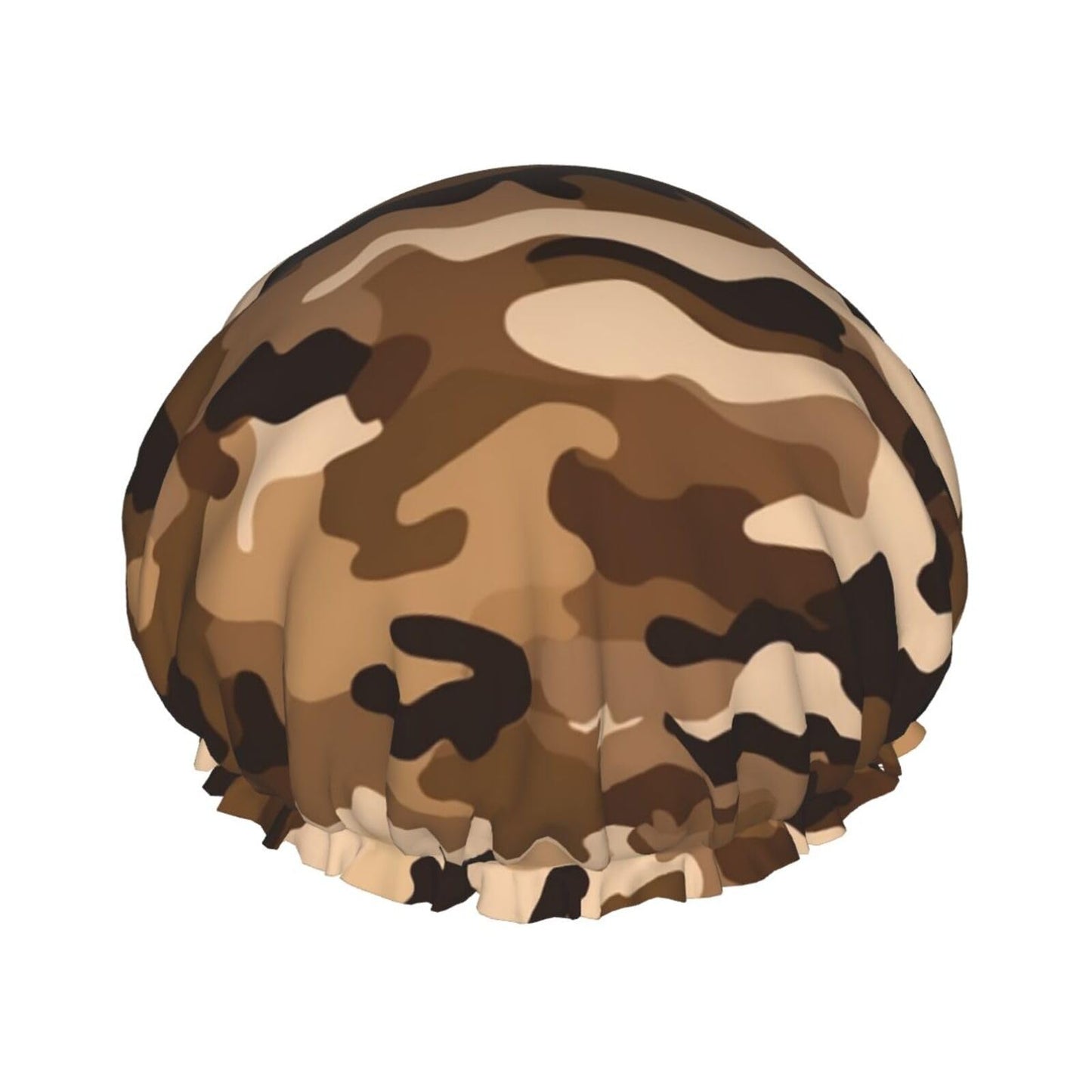 Brown camouflage Shower Cap for Women Men Large Reusable Shower Bonnet Double-Layer Waterproof Bath Caps Elastic Band Hair Hat for All Hairstyles Beauty and Personal Care BWLHJKE