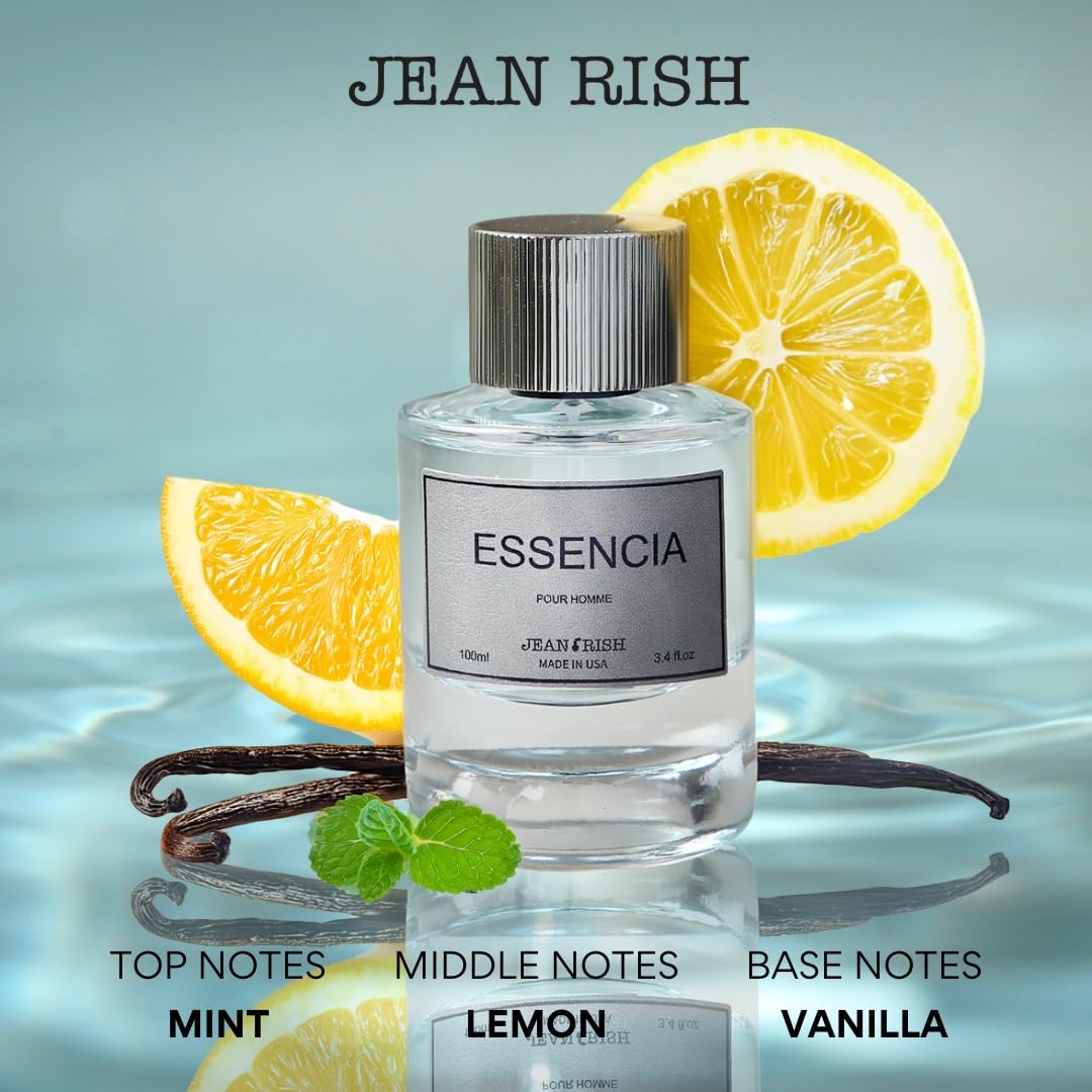 Jean Rish Essencia Perfume for Men Eau De Parfum, Long-Lasting Luxury Fragrance, Made In USA - Mint, Lemon, Bergamot, Vanilla, Cedar, Amber, Musk Beauty & Personal Care Jean Rish
