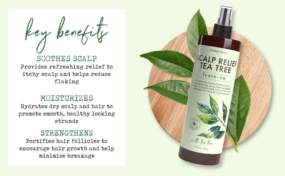 Leave In Conditioner Spray - Tea Tree Scalp Treatment - Anti-Dandruff Treatment, Dry & Itchy Scalp Treatment, Hydrating & Medicated Formula Beauty & Personal Care PHARM TO TABLE
