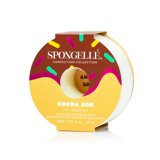 Spongellé Cocoa Bon Confection Body Buffer - Built-in Body Wash & Body Scrubber, Shower Loofah Sponge for Women, 14+ Washes, Vegan & Cruelty-Free Beauty and Personal Care SPONGELLÉ