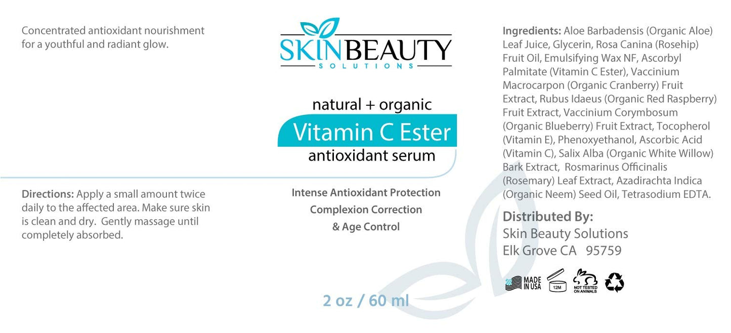 Vitamin C Ester (Ascorbyl Palmitate) Serum- for Skin Lightening, Wrinkles, Acne (2 oz/60 ml) Beauty & Personal Care Skin Beauty Solutions