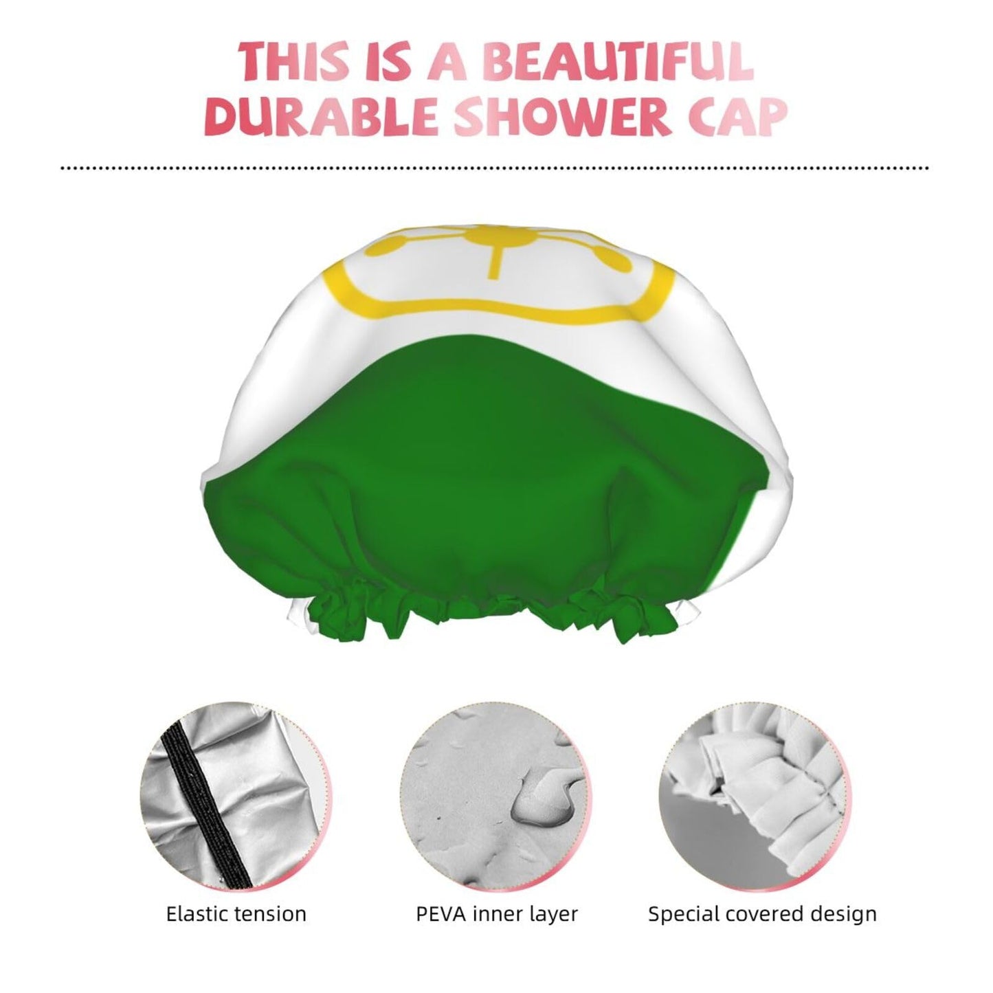 Bashkortostan Flag Prints Shower Cap Double Layer Lined Waterproof Bathing Shower Hat Beauty and Personal Care Hayyett