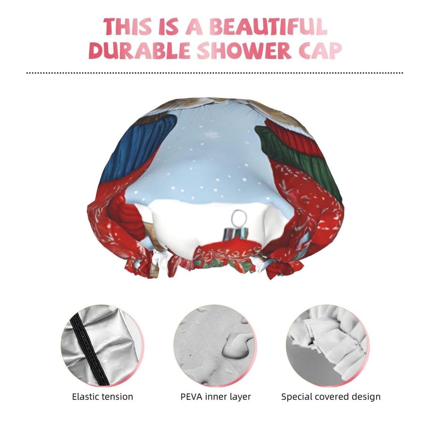 Bunny Rabbit Printed Double Layer Lined Shower Cap,Shower Caps For Women Reusable Beauty and Personal Care BEIVGOXL