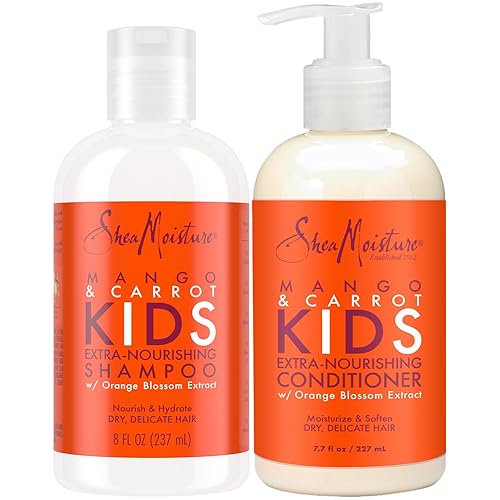 SheaMoisture Kids Mango & Carrot Shampoo and Conditioner Set w/Orange Blossom Extract, Strengthening Hair Products for Kids Beauty & Personal Care SheaMoisture