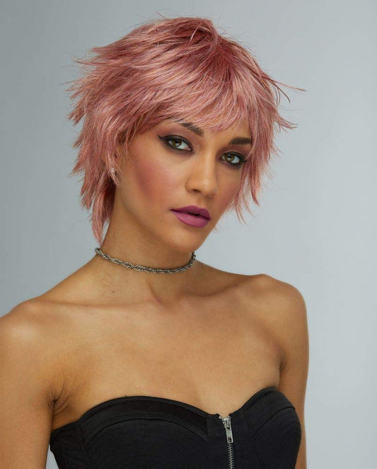 Jinx Blush Wig Color Pink Venom - Sepia Wigs Short Pixie Cut Vintage Style Shag Synthetic Straight Costume Fantasy Spunky Rocker Anime