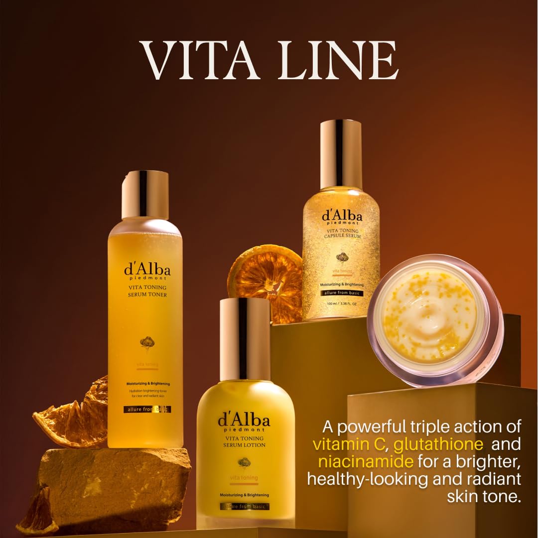 d'alba Piedmont White Truffle Vita Toning Serum Toner, Glass Skin with Double Vitamin Skincare, Face Moisturizer, (6.09 fl. oz) Beauty and Personal Care d'alba Piedmont