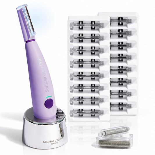 Michael Todd Beauty Sonicsmooth Pro+ Dermaplane Razor for Women Face + Eyebrow Trimmer Dermaplaning System w/LED Light Peach Fuzz Remover -16 Beauty and Personal Care MICHAEL TODD Default Title
