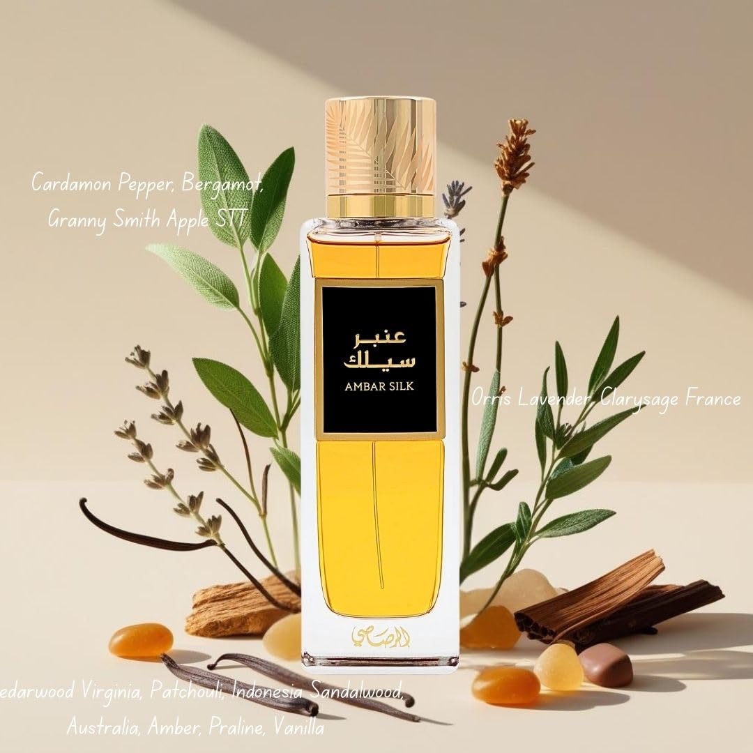RASASI Ambar Silk Eau de Parfum Spray for 200ml (6.76 Oz) | Luxury Warm Spicy Gourmand Perfume with Amber, Vanilla & Cardamom | Unisex Arabian Beauty & Personal Care RASASI