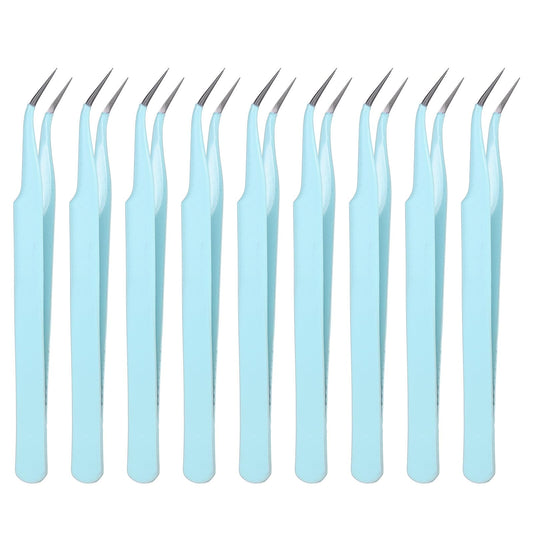 HARFINGTON 9Pcs Curved Pointed Craft Tweezers with Protective Cover, Anti-Static Stainless Steel Precision Tweezers Casual Beauty Tools for Eyelash Beauty and Personal Care HARFINGTON
