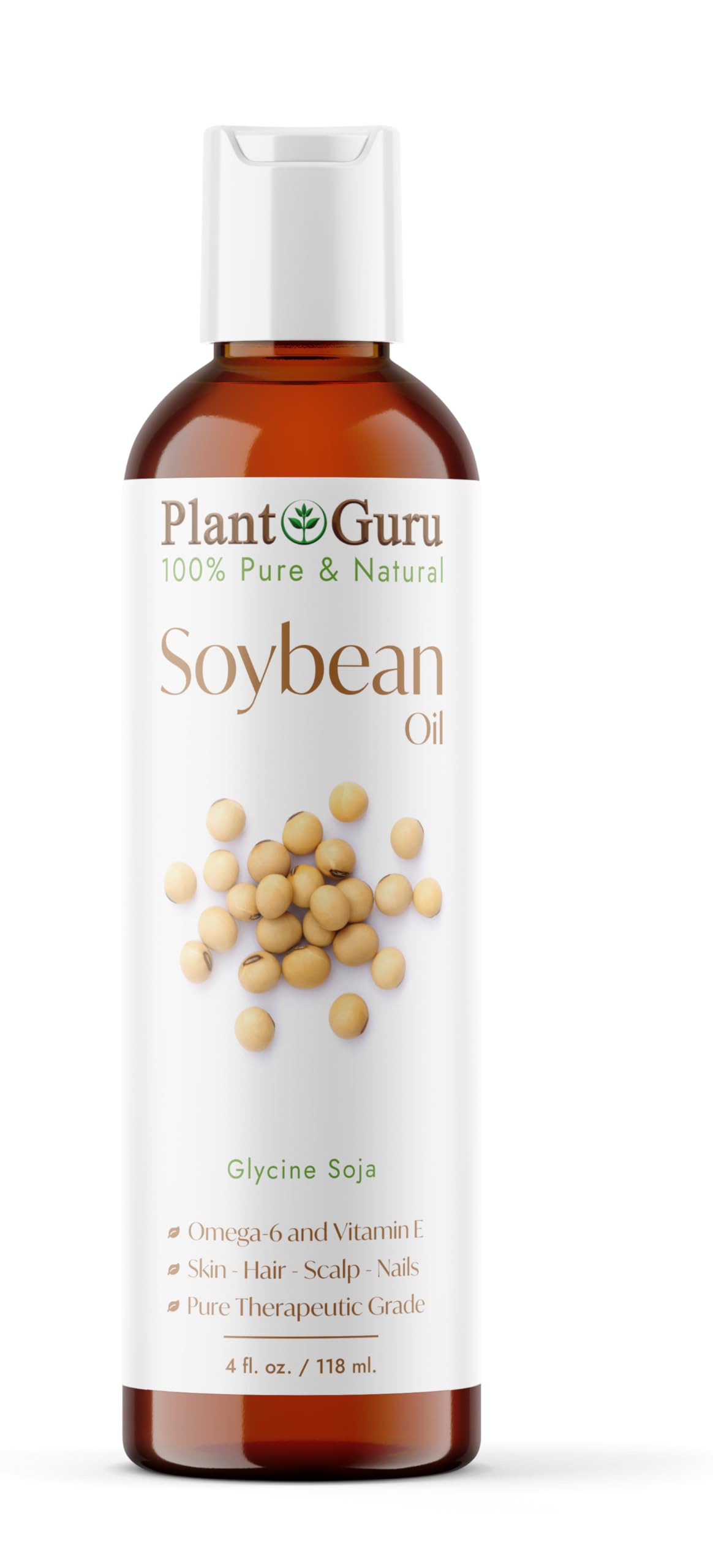 Soybean Oil 4 fl. oz. - Cold Pressed, 100% Pure & Natural Carrier for Skin, Face, Body, Hair & Cooking. Great for DIY Creams, Lotions, and Lip Balms. Beauty & Personal Care Plant Guru