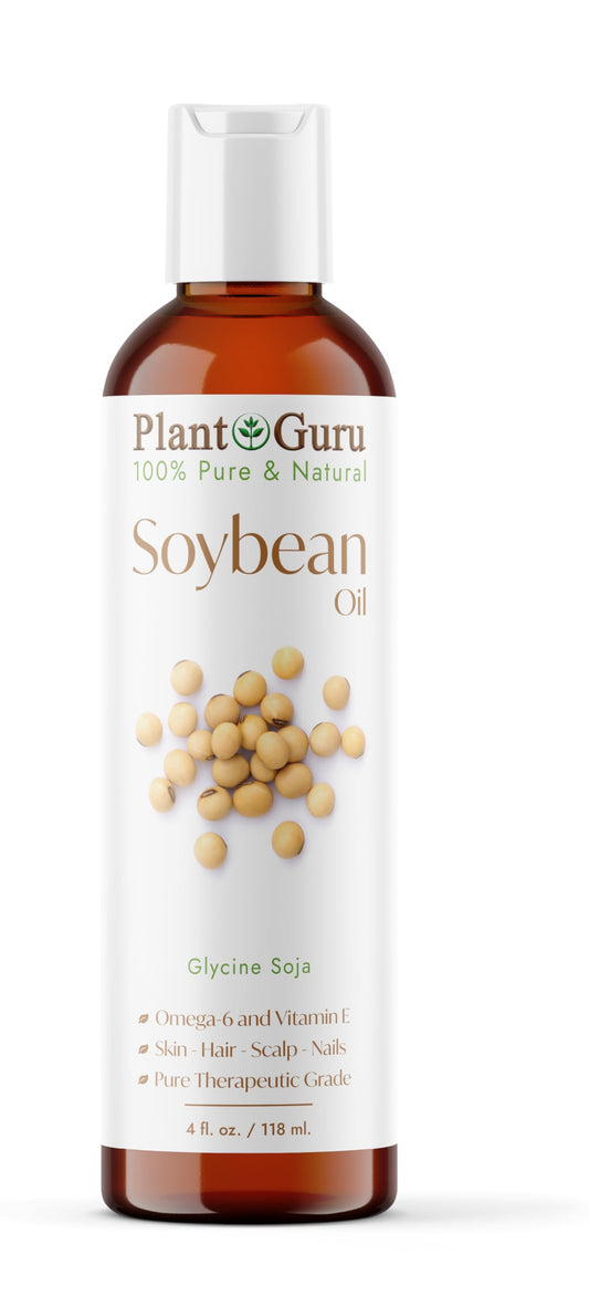 Soybean Oil 4 fl. oz. - Cold Pressed, 100% Pure & Natural Carrier for Skin, Face, Body, Hair & Cooking. Great for DIY Creams, Lotions, and Lip Balms. Beauty & Personal Care Plant Guru