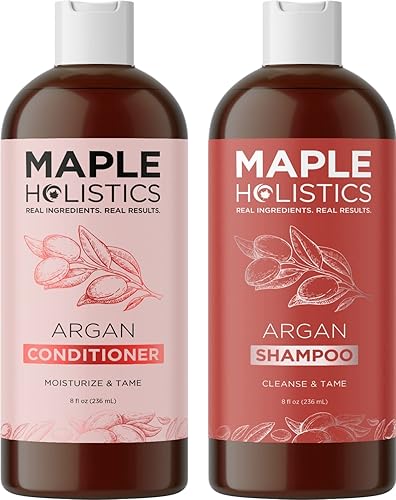 Argan Oil of Morocco Shampoo and Conditioner - Sulfate Free Shampoo and Conditioner Set for Color Treated Hair - Volumizing Shampoo and Conditioner Beauty & Personal Care Maple Holistics