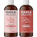 Argan Oil of Morocco Shampoo and Conditioner - Sulfate Free Shampoo and Conditioner Set for Color Treated Hair - Volumizing Shampoo and Conditioner Beauty & Personal Care Maple Holistics