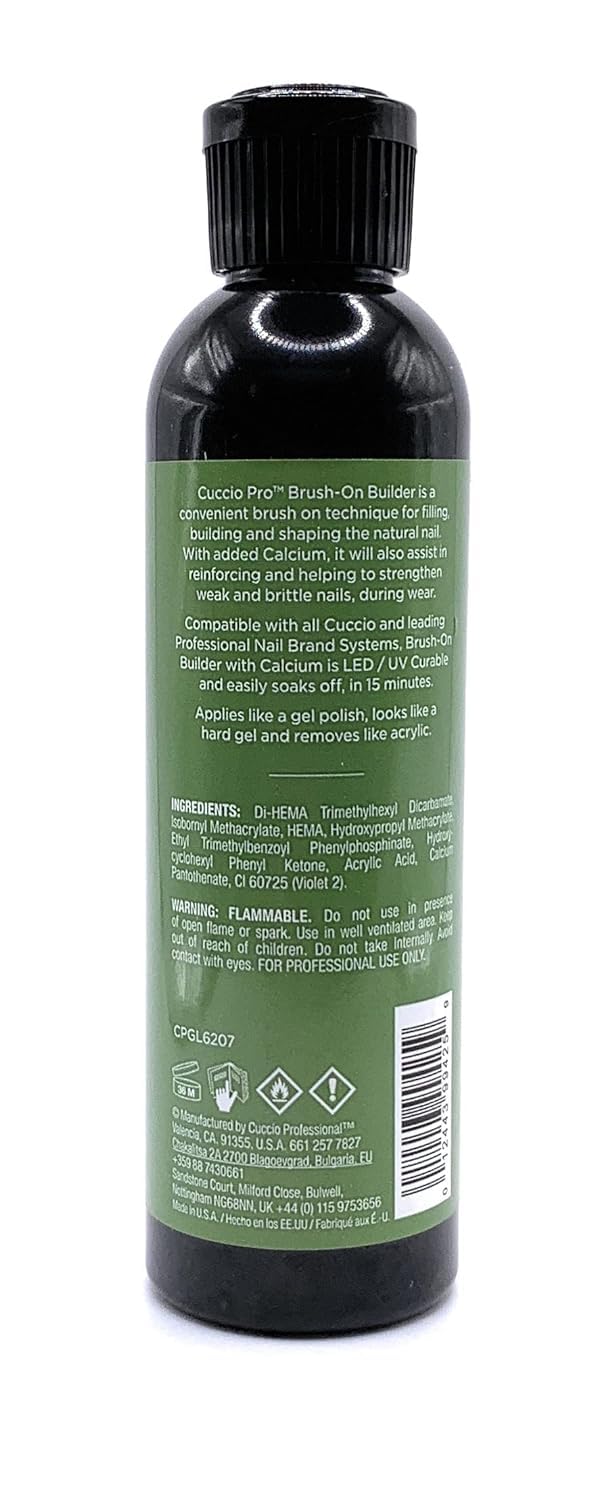 Cuccio Pro Brush-On Builder Gel with Calcium - LED and UV Self-Leveling Formula - Soak-Off Gel with Hard Gel Strength - Chip-Resistant Clear Finish Beauty & Personal Care Cuccio