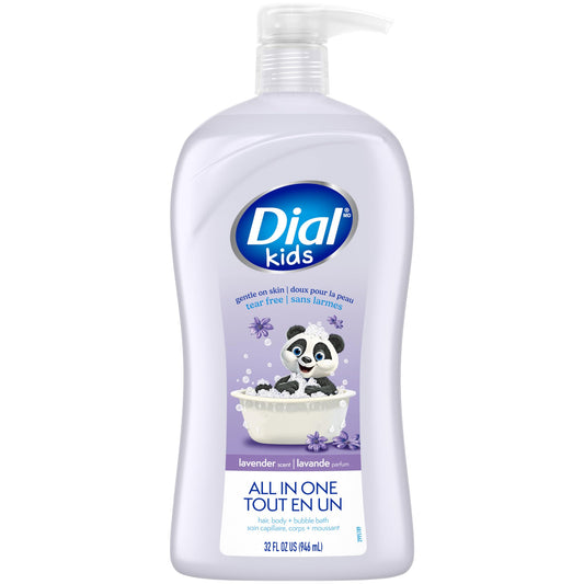 Dial Kids All-in-1 Body + Hair + Bubble Bath, Lavender Scent, 32 Fl Oz, Hypoallergenic Body Wash & Shampoo, No Tears Formula for Kids 2+ Years, No Beauty & Personal Care Dial