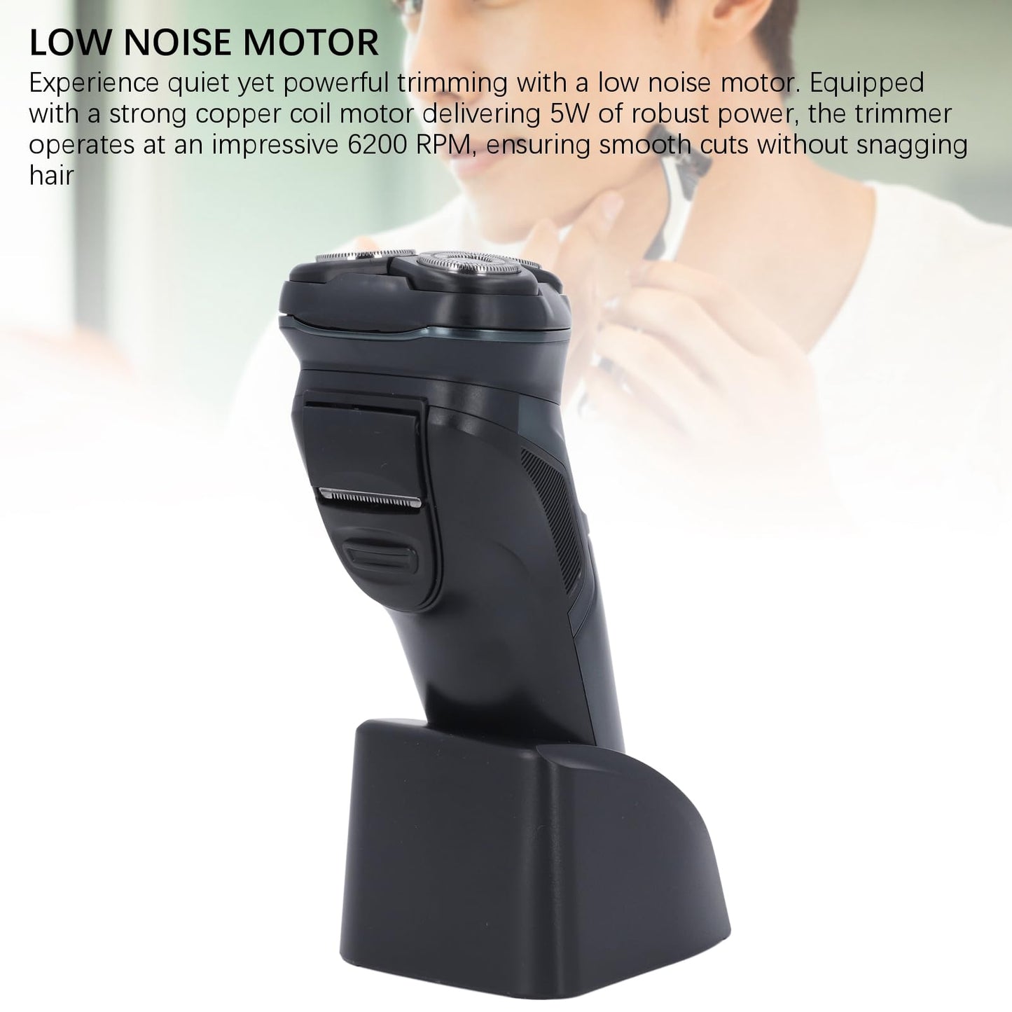 Electric Trimmer for Men, Electric Shaver, USB Rechargeable 3D Floating Head Cordless Beard Trimmer with Quiet Motor, for Wet and Dry Use Beauty and Personal Care Pongnas