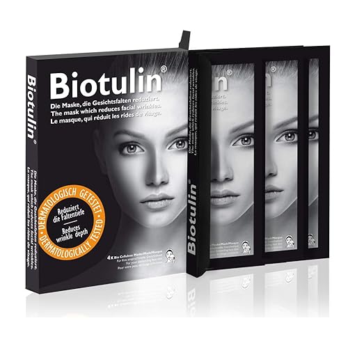 Biotulin Bio Cellulose Face Mask - Pack of 4 - Anti Wrinkle Hydrating Mask- Hyaluronic Acid - Anti Aging Ingredients Beauty & Personal Care Biotulin