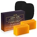 VALITIC 4 Pack Kojic Acid Vitamin C & Retinol Soap Bars for Dark Spot Bundle with 2 Black Exfoliating Gloves for Body Scrubs Beauty & Personal Care VALITIC