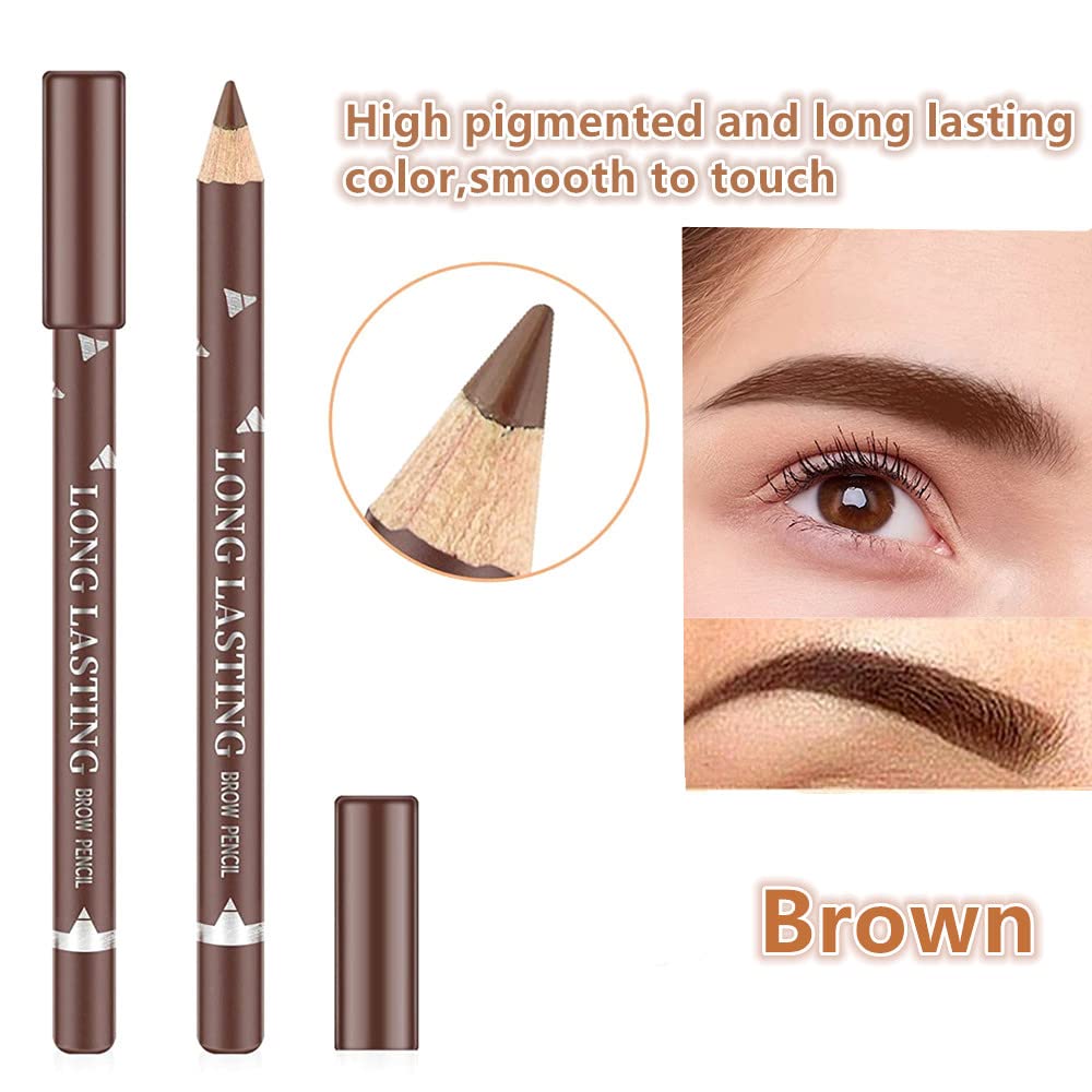 Go Ho 12 PCS Brown Eyebrow Eyeliner Pencils,Sweatproof Eyebrow Pencil,Long-lasting Nice Color Eye Brow Gel Pen Makeup Brow Tint Sticks?Medium Brown? Beauty & Personal Care Go Ho