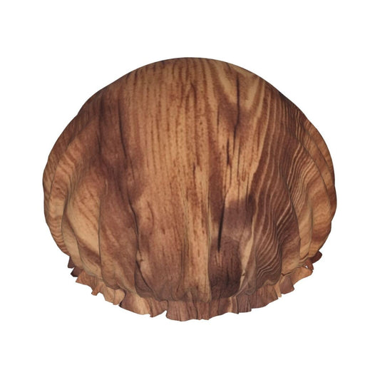 Brown Wood Grain Shower Cap for Women Men Large Reusable Shower Bonnet Double-Layer Waterproof Bath Caps Elastic Band Hair Hat for All Hairstyles Beauty and Personal Care BWLHJKE
