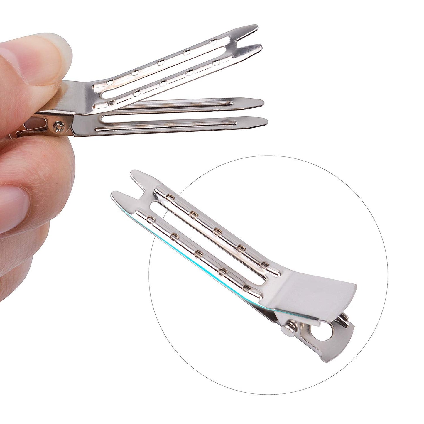 Jdesun 50pcs 1.8“ Silver Metal Hairdressing Double Prong Pin Curl Setting Section Hair Clips Alligator Clips with Holes for Hair Extension Beauty & Personal Care Jdesun