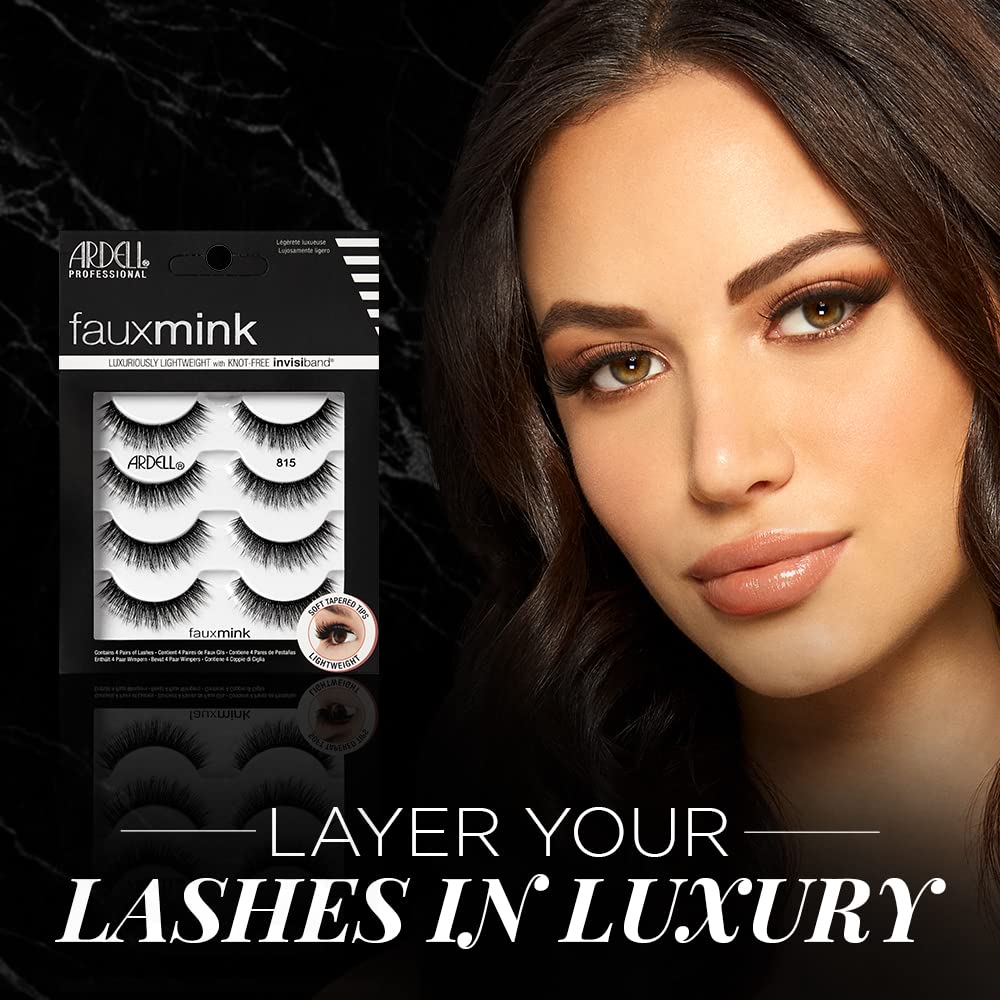 Ardell Faux Mink Lashes 815, Ultra-Soft, Natural Look False Eyelashes, Reusable Strip Lashes, 4 Pairs, 1 Pack Beauty & Personal Care Ardell