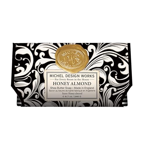 Michel Design Works Triple-milled and Handmade Large Bath Soap Bar, Honey Almond Scent and Design with Shea Butter, Long Lasting 8.7oz Bar Beauty & Personal Care Michel Design Works