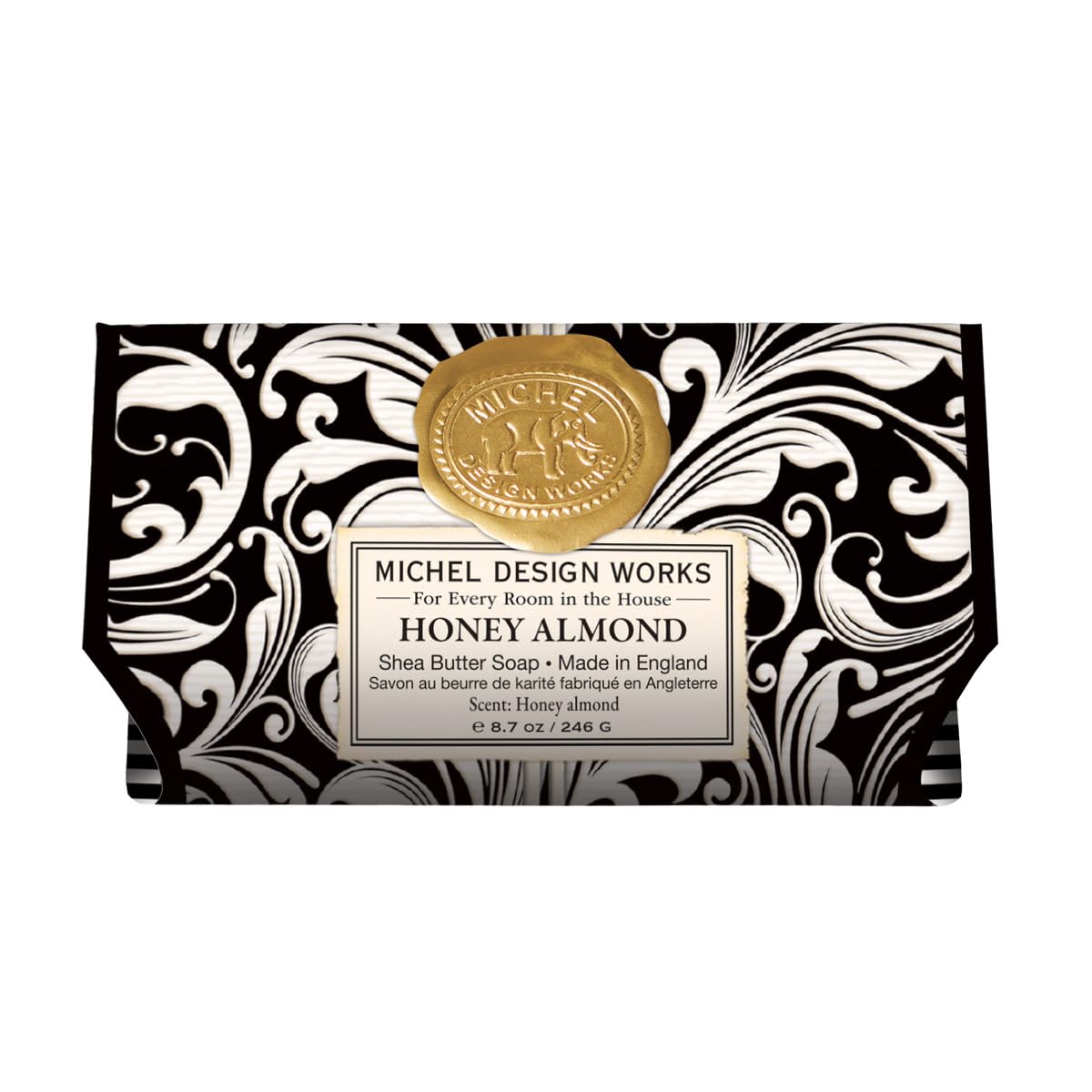 Michel Design Works Triple-milled and Handmade Large Bath Soap Bar, Honey Almond Scent and Design with Shea Butter, Long Lasting 8.7oz Bar Beauty & Personal Care Michel Design Works