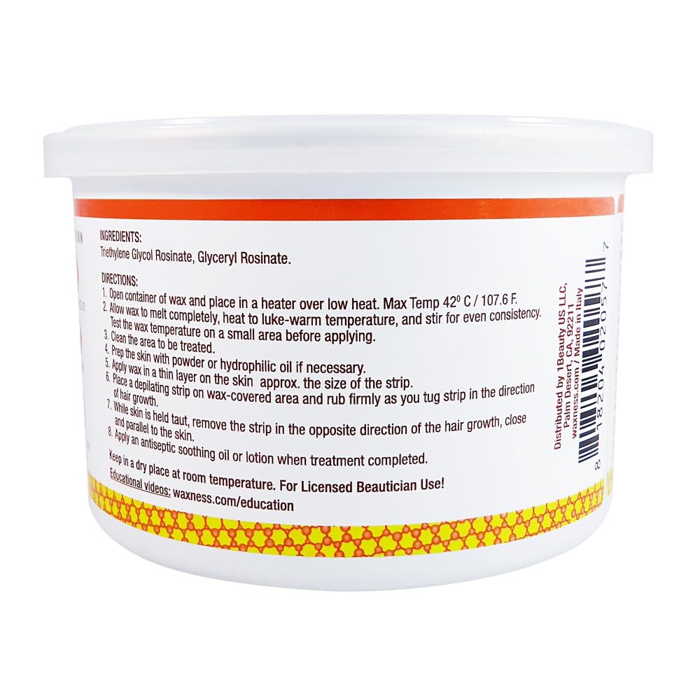 Waxness Natural Soft Wax Tin Amber Formula 14 oz (400 g) - Professional Strip Wax for Face & Body, Smooth Application - Made in Italy Beauty and Personal Care Waxness