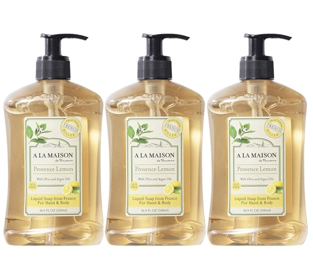 A LA MAISON Provence Lemon Natural Hand Wash Made with Essential Oils - Biodegradable, Plant-Based, Vegan, Cruelty-Free 16.9 Fl Oz (Pack of 3) Beauty & Personal Care A LA MAISON