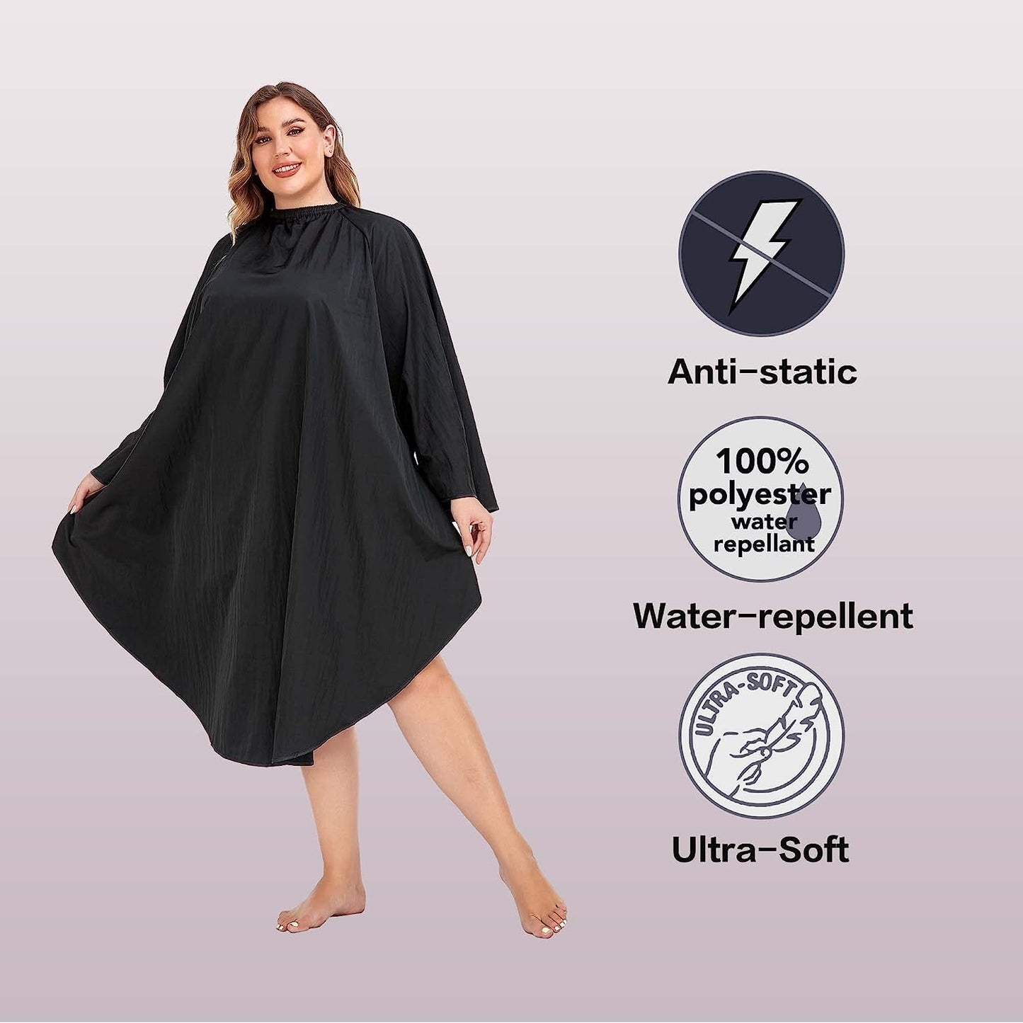 PERFEHAIR Professional Salon Client Hair Cutting Cape Gown, Barber Haircut Cape with Sleeves - Black Beauty & Personal Care PERFEHAIR