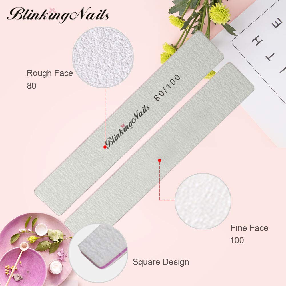 10Pcs Nail File 80/100 Grit Professional Nail Files and Buffers for Natural Nails, Double Sides Washable Block Disposable Nail Files for Nail Art DIY Beauty & Personal Care BlinkingNails