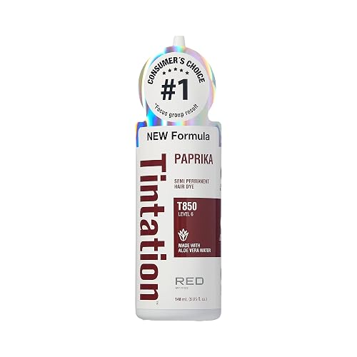 Red by Kiss Tintation Semi-Permanent Hair Color, Aloe Vera Water Based, Argan Oil, Olive Oil, Collagen & Keratin, Long-Lasting Color Dye (Paprika, 5 Beauty & Personal Care KISS
