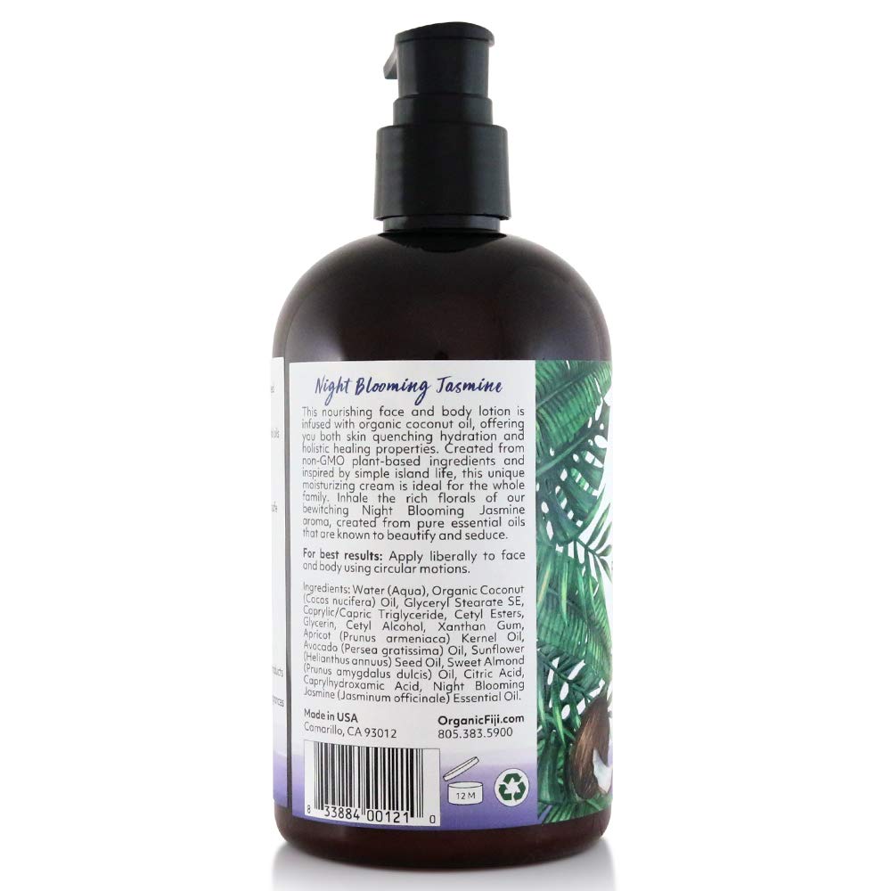 Coco Fiji Face & Body Lotion Infused With Coconut Oil | Lotion for Dry Skin | Moisturizer Face Cream & Massage Lotion for Women & Men | Night Blooming Beauty & Personal Care Organic Fiji