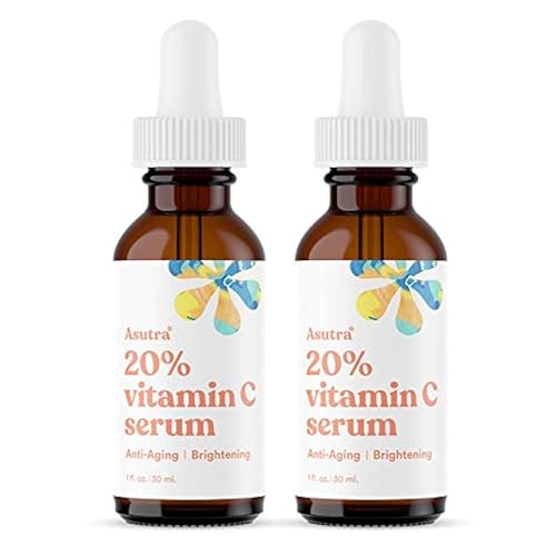 ASUTRA 20% Vitamin C Serum, 1 fl oz (Pack of 2) - Ferulic & Hyaluronic Acid, Vitamin E, Aloe, Jojoba, Brightening Face Serum Beauty & Personal Care ASUTRA