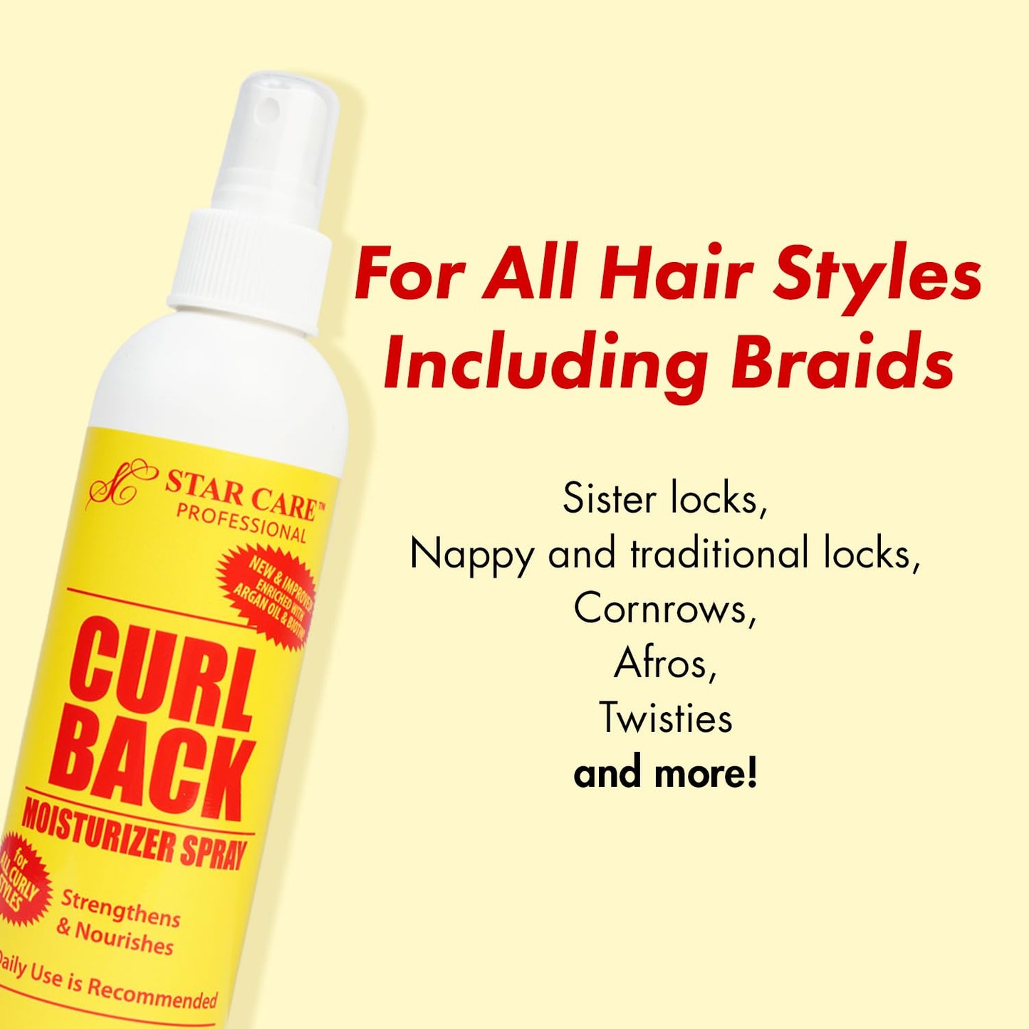 STAR CARE Professional Curl Back Moisturizer Spray - Argan Oil & Biotin Strengthening & Nourishing Hair Mist for Braids, Locks, Afros & Curly Hair Beauty & Personal Care STAR CARE