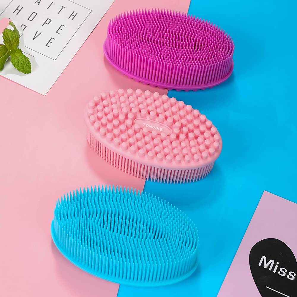 TDHDIKE Silicone Body Scrubber Loofah - Set of 3 Soft Exfoliating Body Bath Shower Scrubber Loofsh Brush for Sensitive Kids Women Men All Kinds Beauty & Personal Care TDHDIKE
