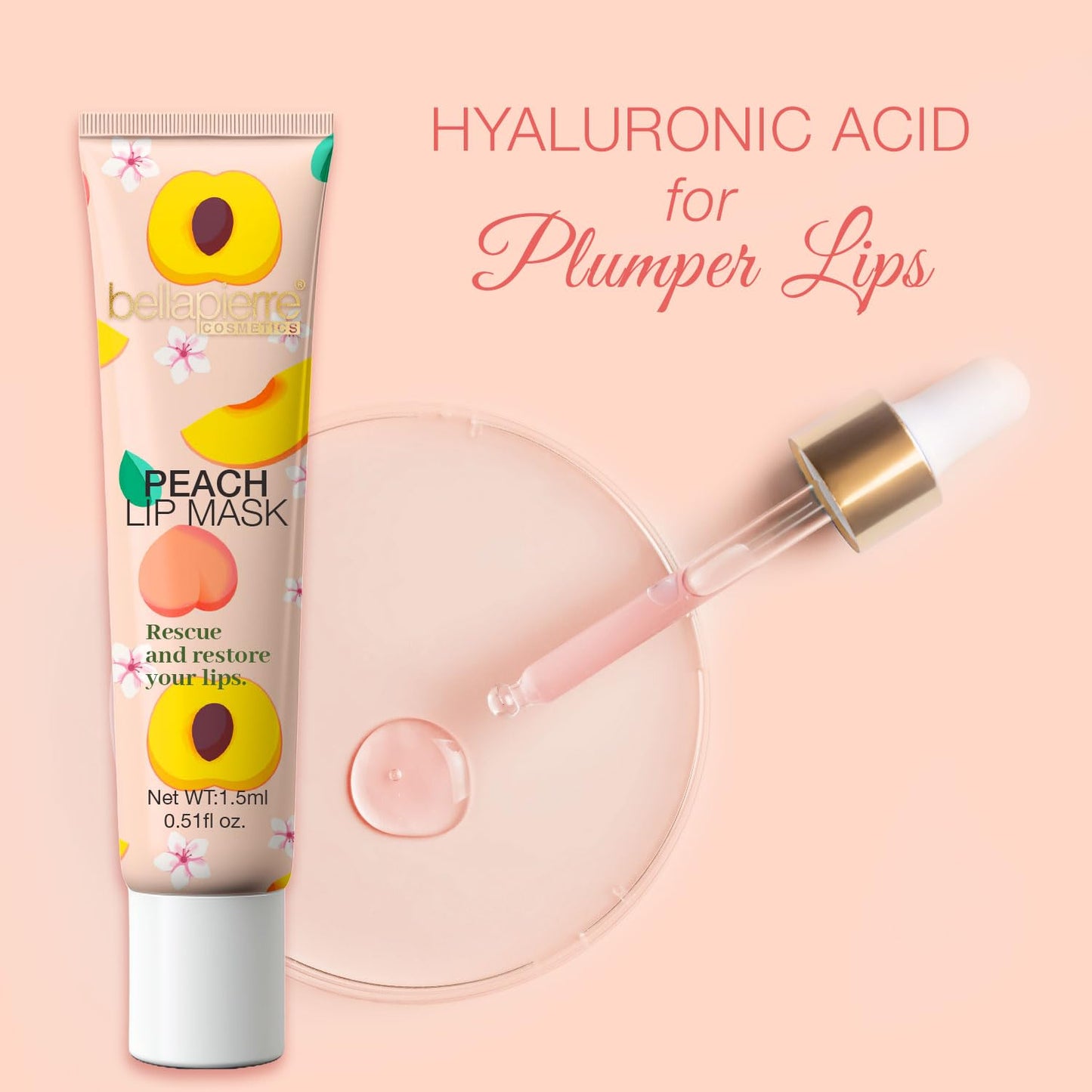 bellapierre Cosmetics Peach Lip Mask - Lip Plumping Mask with Hyaluronic Acid - Moisturizing Lip Balm for Daily Use Beauty and Personal Care bellapierre