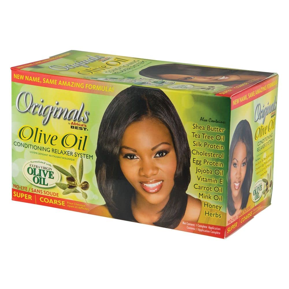 Originals by Africa's Best Olive Oil Hair Relaxer Kit, No lye Super / Coarse System, Conditions and Moisturizes For Healthier Looking, Softer,