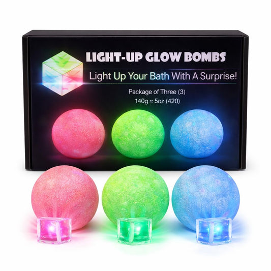 Light Up Glow Bath Bombs with Surprise Inside - Large 3-Pack Gift Set with Essential Oils & Relaxing, Skin-Moisturizing Spa Gifts for Women Beauty and Personal Care Biblebanz