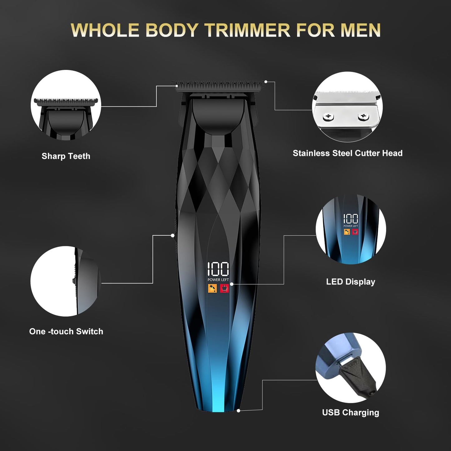 WAIKIL Cordless Hair Clippers for Men, Professional Barber Clipper and Trimmer Kit with LED Display, Rechargeable Beard Trimmer for Home and Salon Beauty and Personal Care WAIKIL