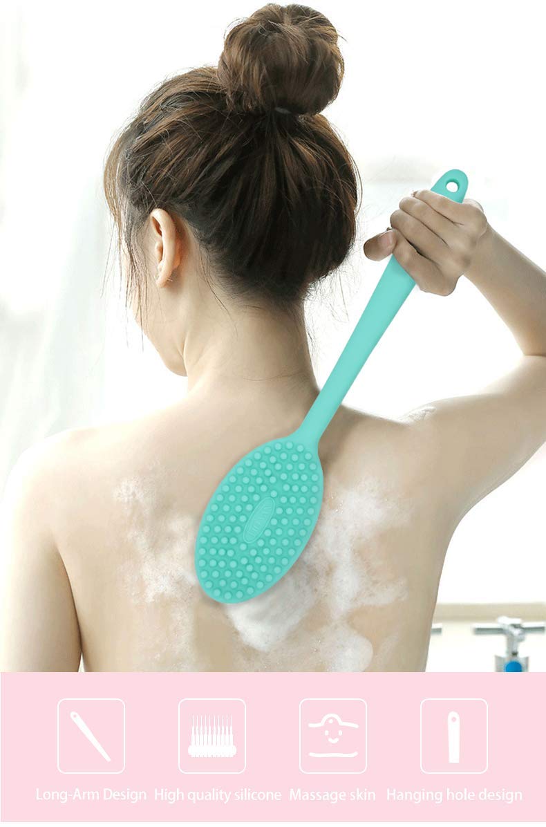 Loofah Exfoliating Body Scrubber 2 in 1 Face and Body Silicone Scrubber - Silicone Shower Brush Bath Sponge Loofa Pink Beauty & Personal Care Wolf War