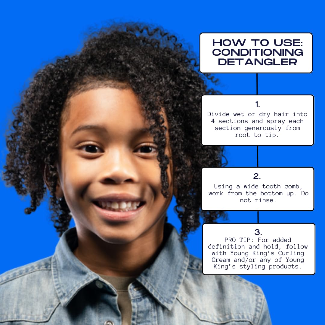 YOUNG KING HAIR CARE Kids Conditioning Detangler For Boys | Smooths and Softens Natural Curls | Plant-Based and Harm-Free (8 oz) Beauty & Personal Care YOUNG KING HAIR CARE