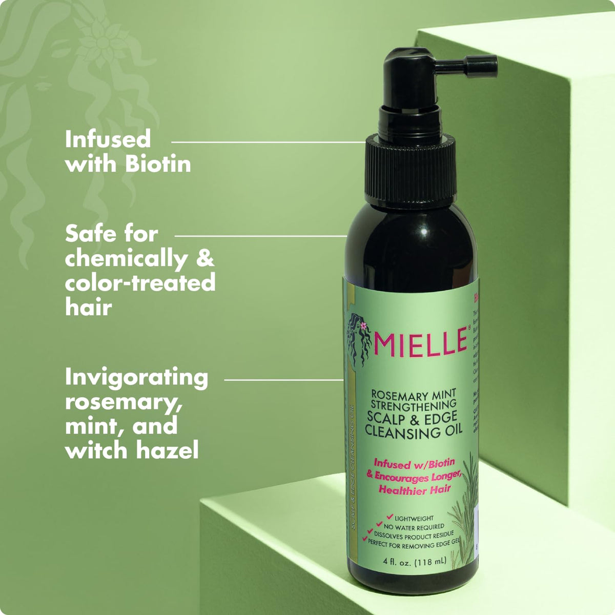 Mielle Organics Rosemary & Mint Scalp & Edge Cleansing Hair Oil - No-Rinse Scalp Cleanser for Product Build Up - Prolongs Hairstyles Between Wash Days