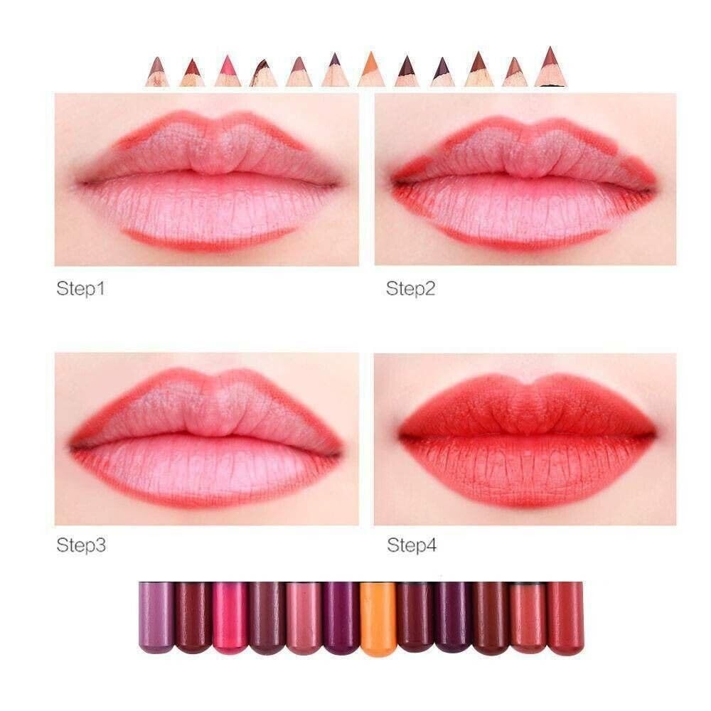 THE PERFECT PART Lip Liner - 12Pcs Lip Liner Set, Long Lasting & Waterproof Lip Stain for Women, 2 in 1 Lip Liner & Eye Liner Pencil, Matte Smooth Beauty & Personal Care THE PERFECT PART