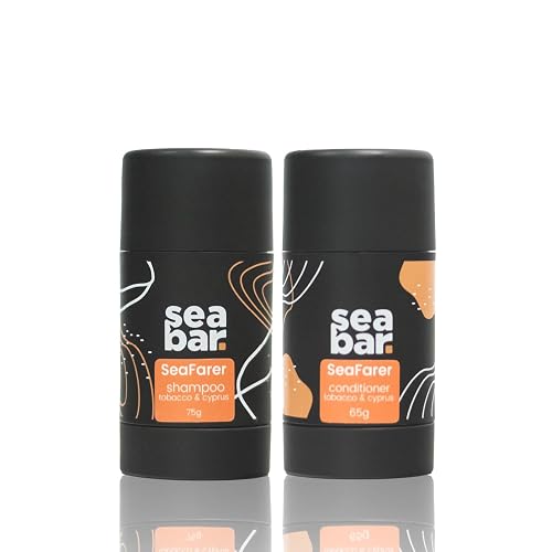 SeaBar Shampoo & Conditioner Bar Set - All Natural Hair Shampoo - Vegan, Sulfate-Free, Eco Friendly Zero Waste Reusable Packaging with Travel Beauty & Personal Care SeaBar