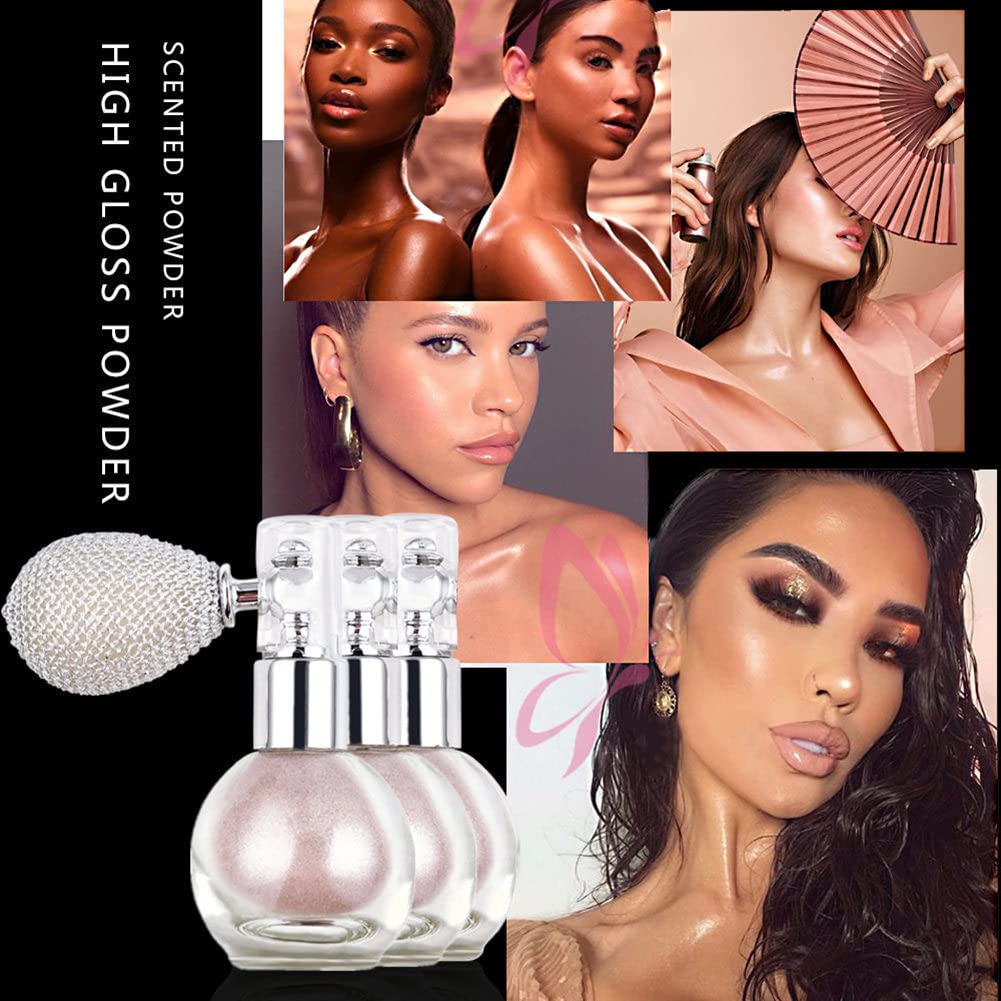 Highlighter Powder Spray, Glitter Spray Nude Pink Glitter Body Face Hair High Gloss Spray Shimmer Sparkle Powder Body Glitter Spray, for Women Hair Beauty & Personal Care BSMKCL