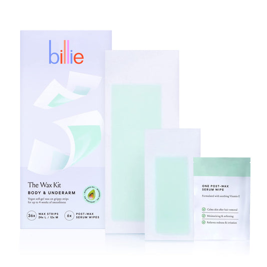 Billie Wax Kit - Body & Underarm - Easy & Convenient - No Heat - Made With Aloe & Avocado Oil - Vegan Soft-Gel - 36 wax strips - 6 post-wax serum Beauty and Personal Care Billie