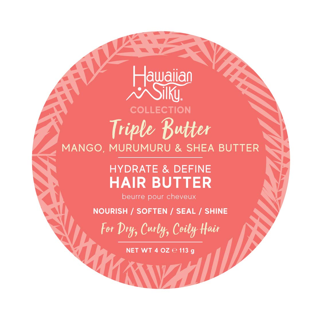 Hawaiian Silky Mango Murumuru & Shea Butter Hair Butter, 4 fl oz - Nourish, Soften, Seal & Shine Beauty & Personal Care Hawaiian Silky