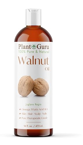 Plant Guru Walnut Oil 16 fl. oz. - Cold Pressed 100% Pure Natural - Skin, Body, Face, and Hair Growth Moisturizer. Great For Creams, Lotions, Lip balm Beauty & Personal Care Plant Guru